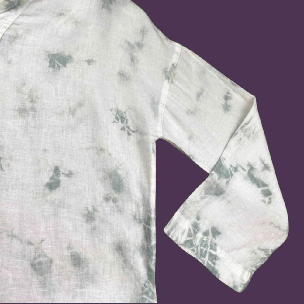 Rachel Zoe Linen Tie-Dye Tunic Drop-Shoulder Half-Sleeve Size M MSRP $98 - Picture 4 of 6